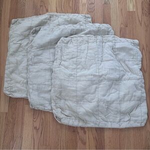 Parachute Linen Box Quilted Euro Shams Blush 26x26 Set of 3 Discontinued Color!